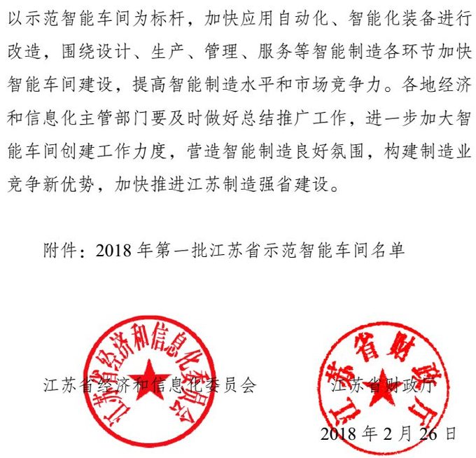 智能，智能車間，示范智能車間，江蘇省示范智能能車間